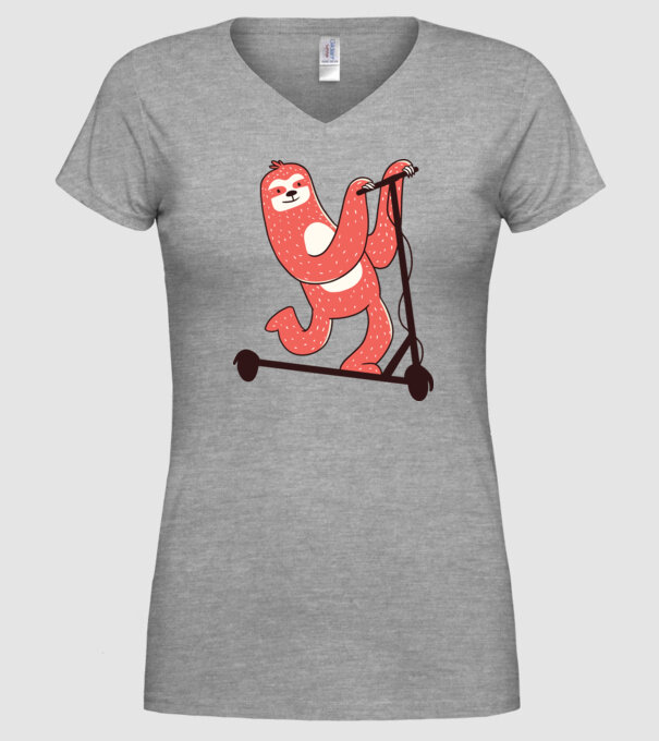 Leneș pe trotinetă model gri pe tricou