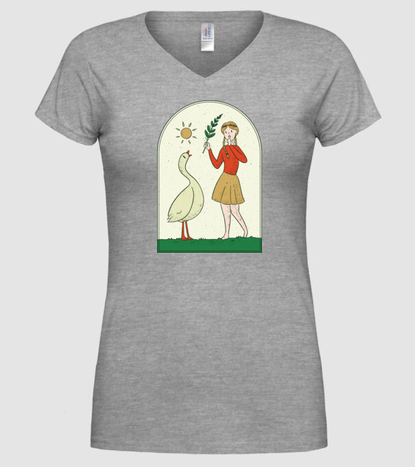 Poveste cu fata și gâsca model gri pe tricou