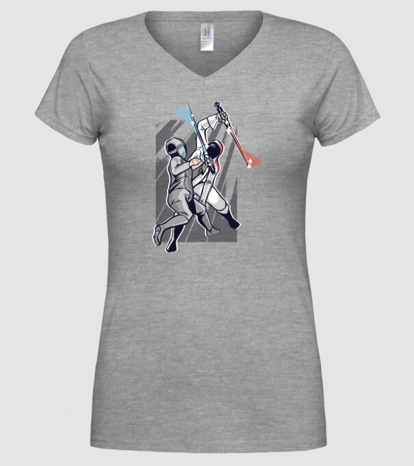 Sabie laser scrimă model gri pe tricou