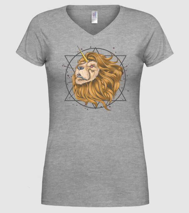 lion unicorn model gri pe tricou