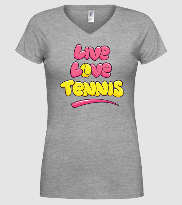 Live Love Tennis model gri pe tricou