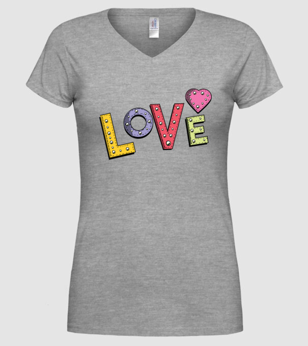 'Inscripție Love pentru Valentine''s Day' model gri pe tricou
