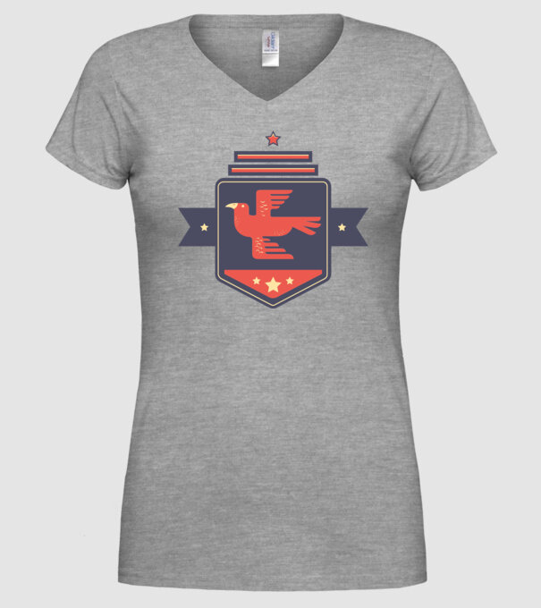 Stemă pasăre model gri pe tricou