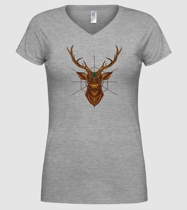 Mandala Cerb model gri pe tricou