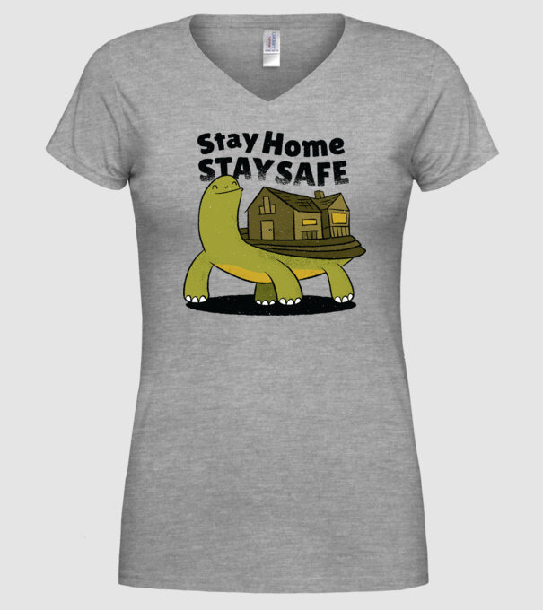 Stai acasă, stai în siguranță Țestoasă model gri pe tricou