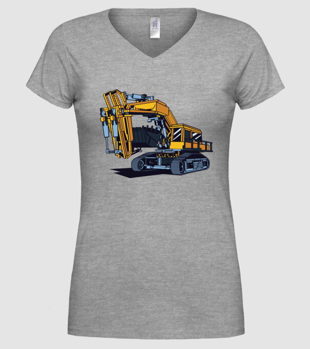 Excavator model gri pe tricou