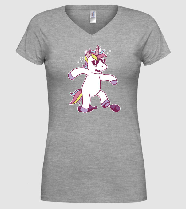 Mahmureală unicorn model gri pe tricou