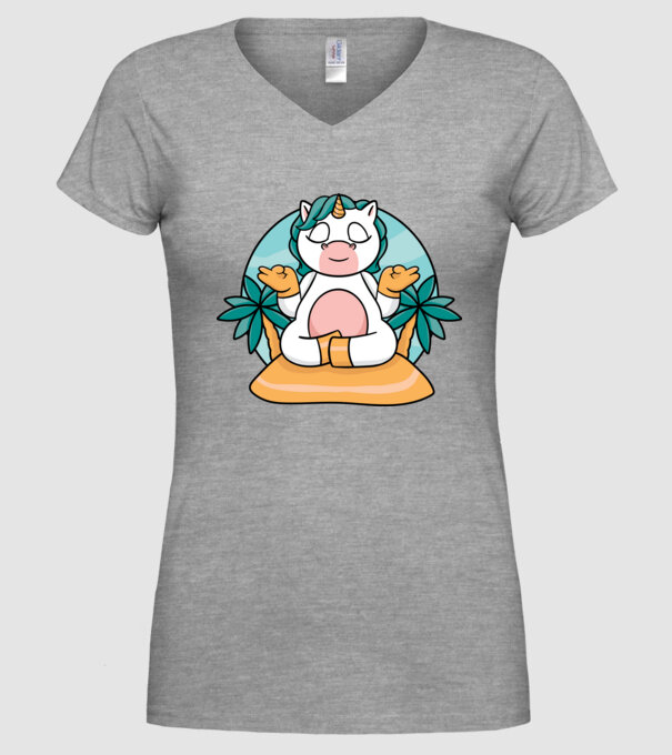 Unicornul meditator model gri pe tricou