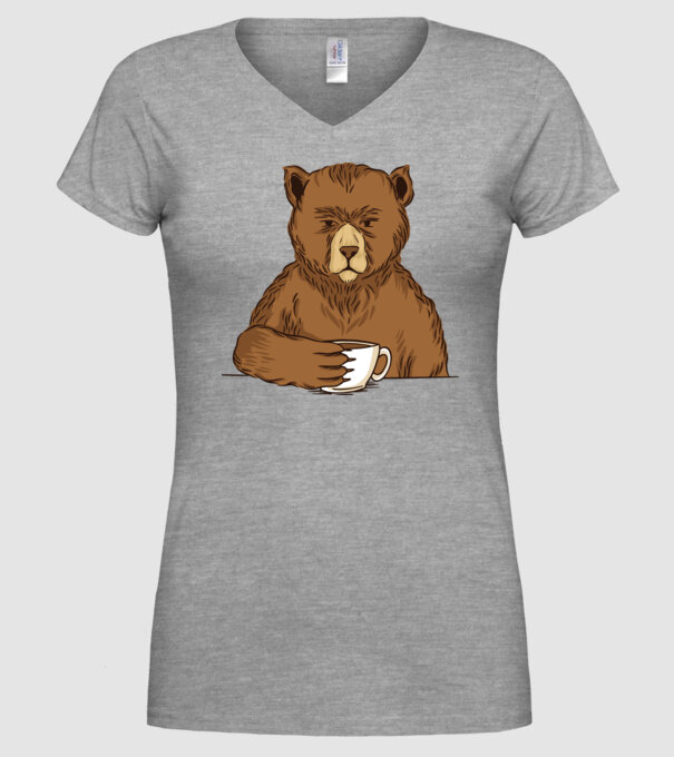 Urs cu cafea model gri pe tricou