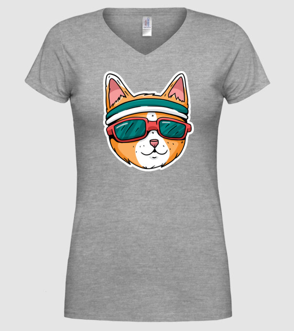 Pisică Cool model gri pe tricou
