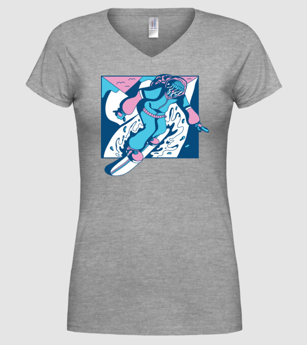 Snowboarder cool model gri pe tricou