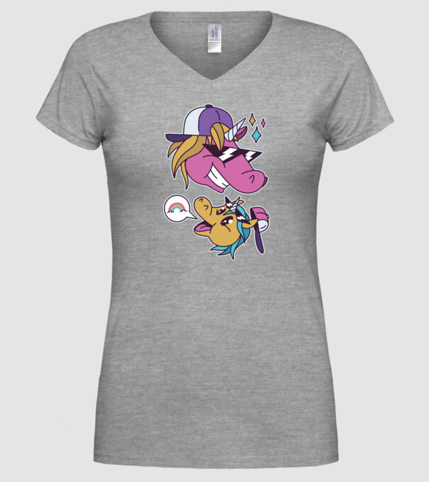 Unicorni cool model gri pe tricou