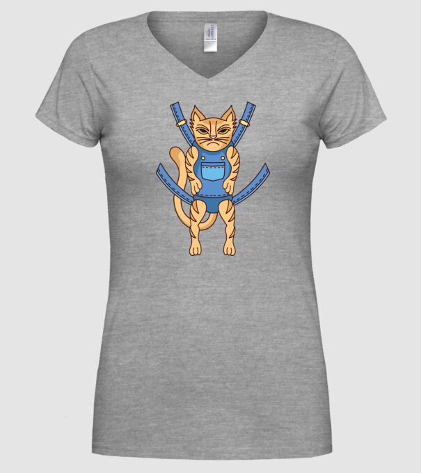 Pisică Supărată model gri pe tricou