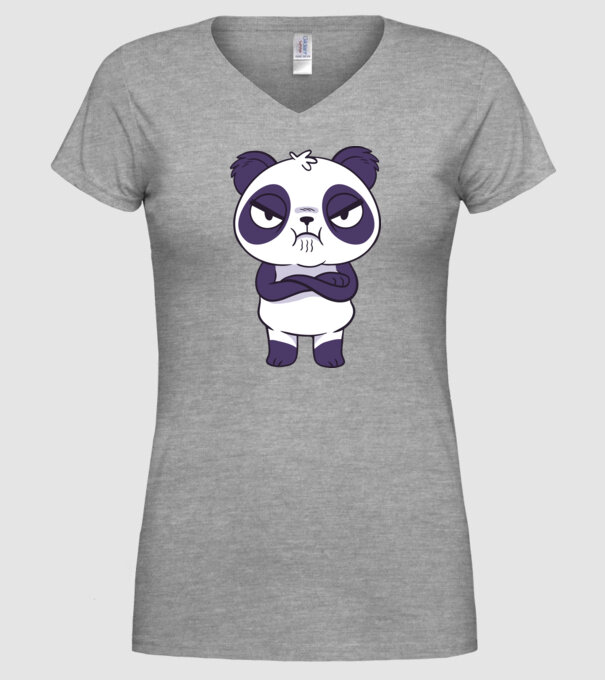Panda furios model gri pe tricou