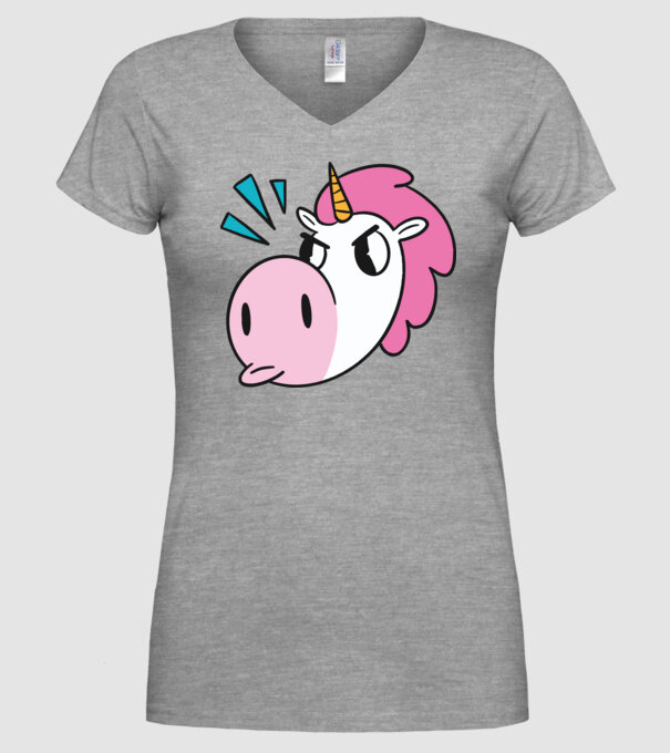 Unicorn supărat model gri pe tricou