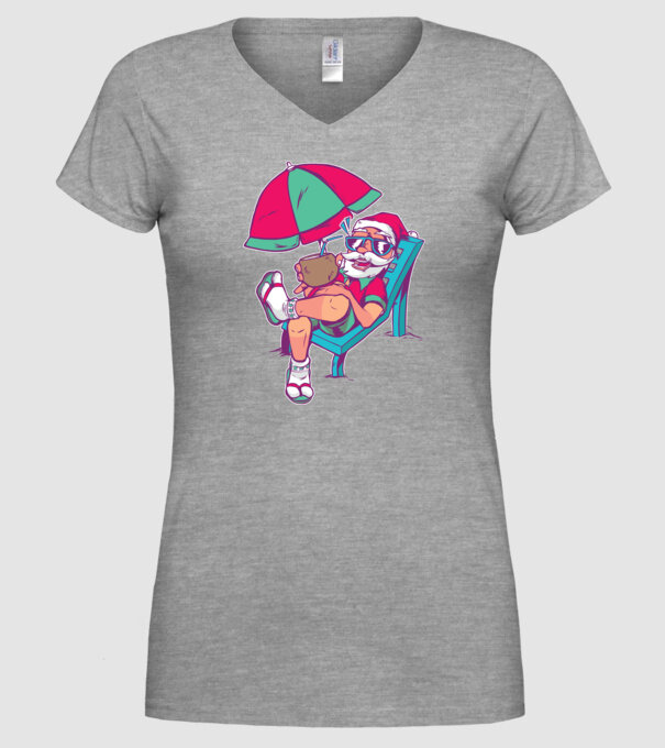 Moș Crăciun în Vacanță de vară tricou amuzant Crăciun model gri pe tricou