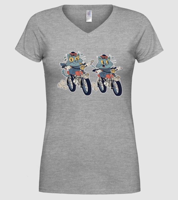 Pisicuțe motocicliste model gri pe tricou