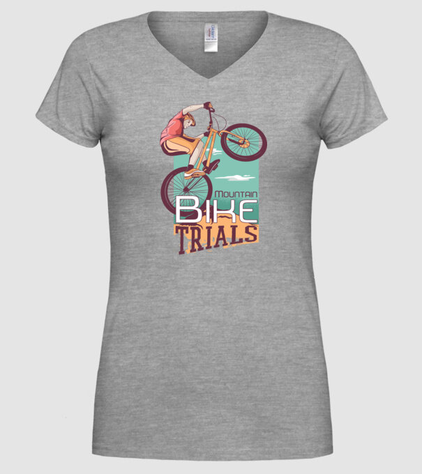 Truc Mountainbike model gri pe tricou