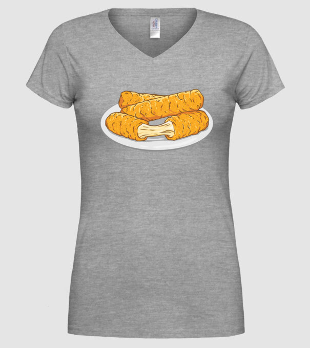 Fâșii de mozarella model gri pe tricou