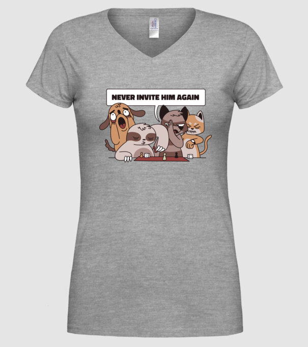 Să nu-l mai invităm niciodată - Leneș model gri pe tricou