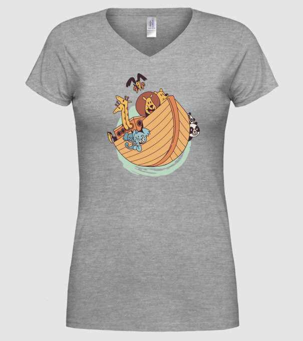 Arca lui Noe model gri pe tricou