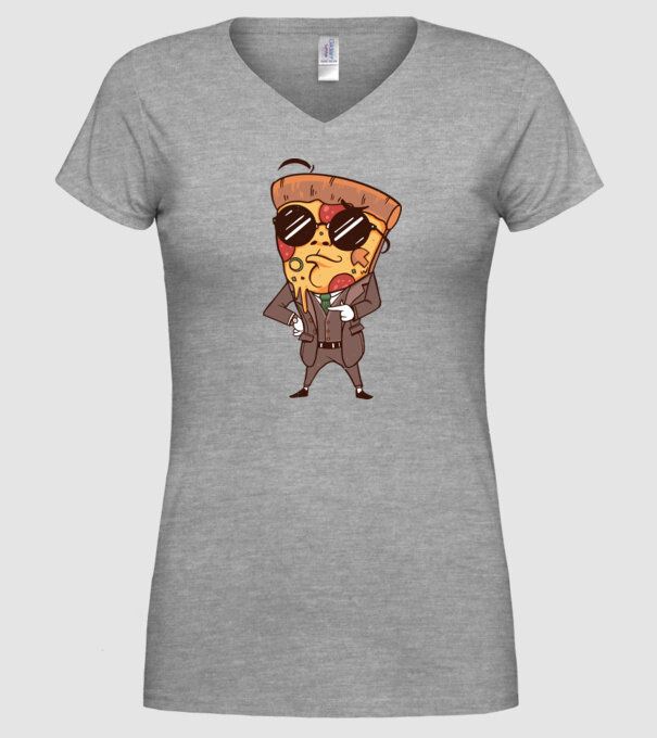 Agent de pizza în Costum model gri pe tricou