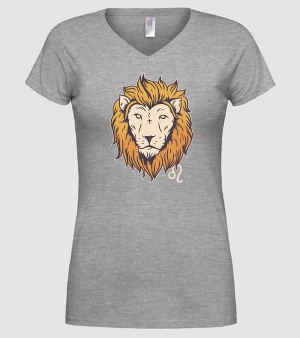 Lion head Horoscope model gri pe tricou