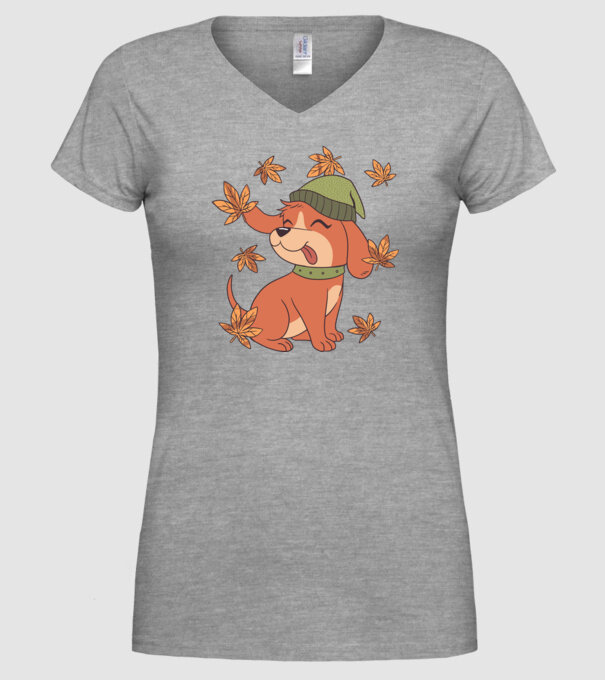 Câine Toamna model gri pe tricou