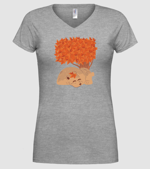 Urs de toamnă model gri pe tricou