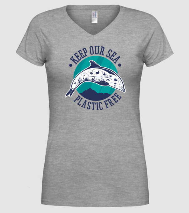 Să protejăm apele de plastic model gri pe tricou