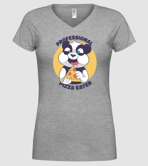 Panda Pizza model gri pe tricou