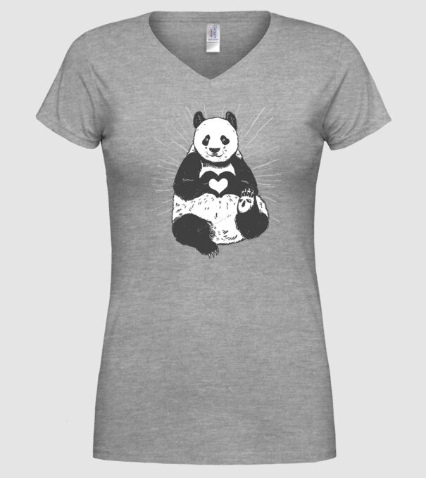 Inimă panda model gri pe tricou