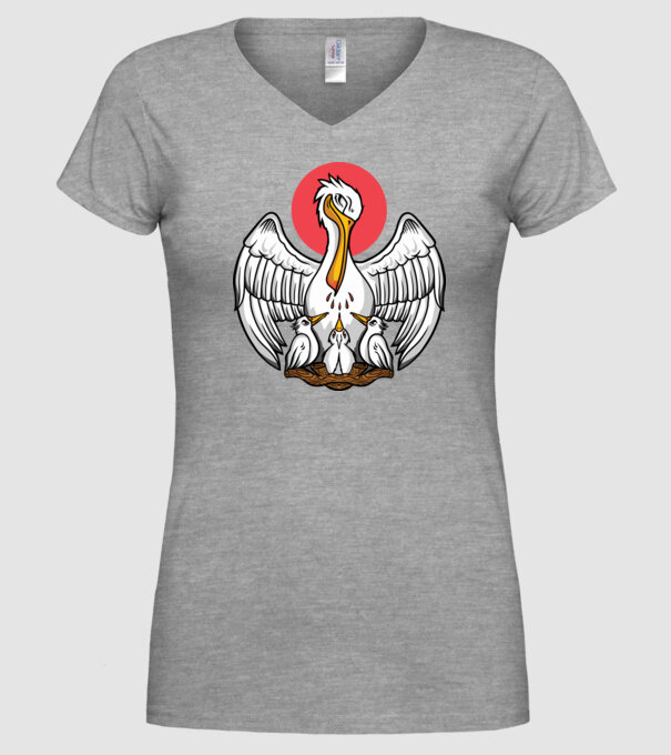Familie Pelican model gri pe tricou