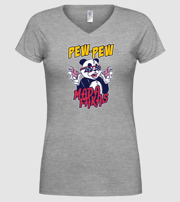 Pew Pew Pew Madafakas Panda model gri pe tricou