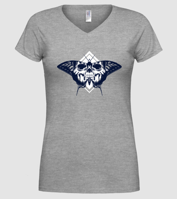 Craniu fluture model gri pe tricou