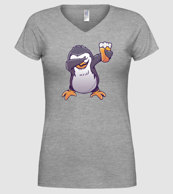 Pinguin cu Bere DAB model gri pe tricou