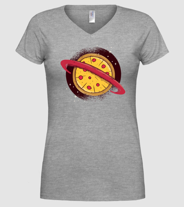 Pizza Planetă model gri pe tricou
