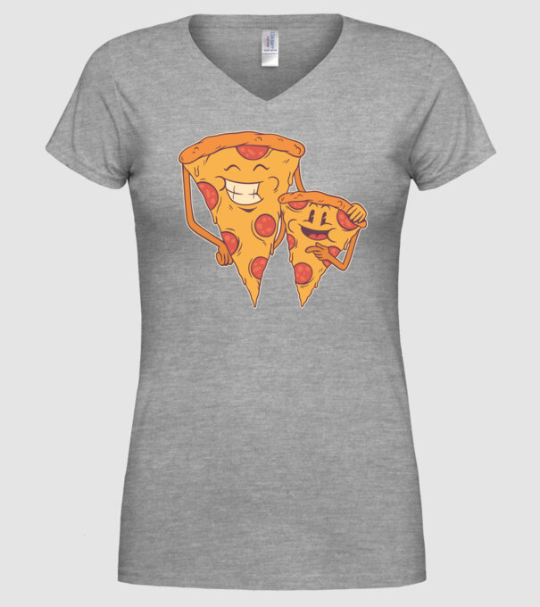 Familie Pizza model gri pe tricou