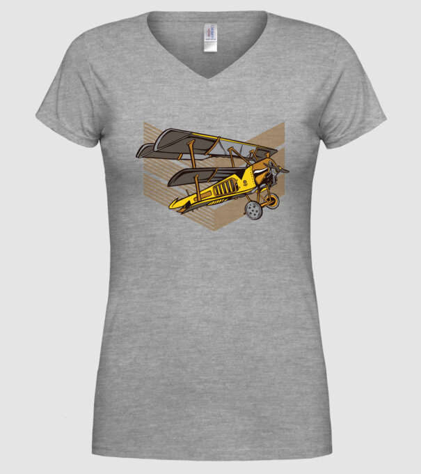 Avion cu elice model gri pe tricou