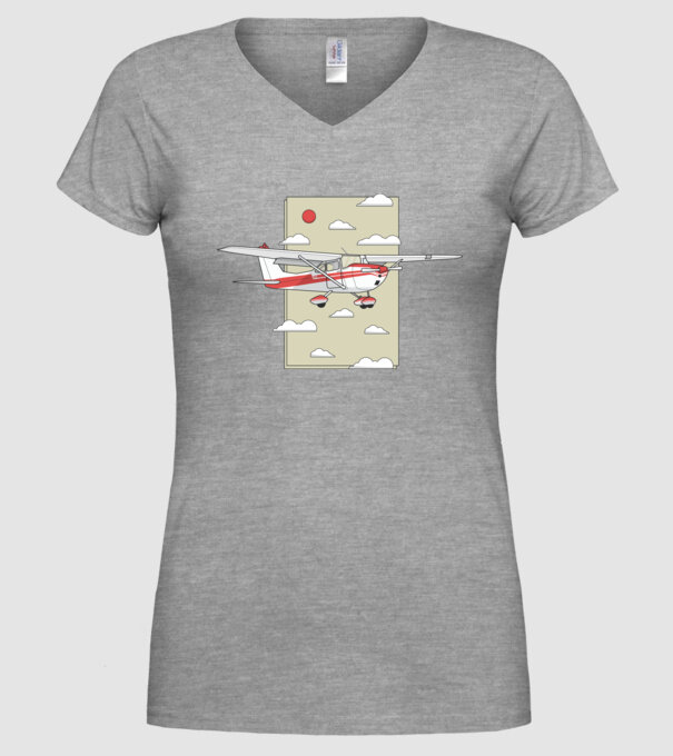 Avion cu elice model gri pe tricou