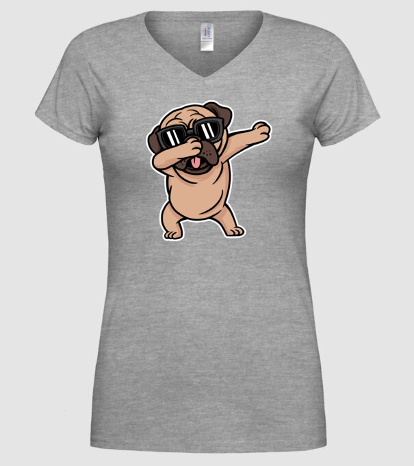 Pug DAB model gri pe tricou