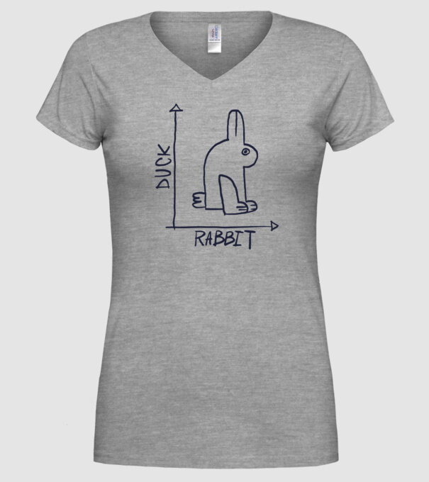Rabbit vs Duck - Iepure sau Rață model gri pe tricou
