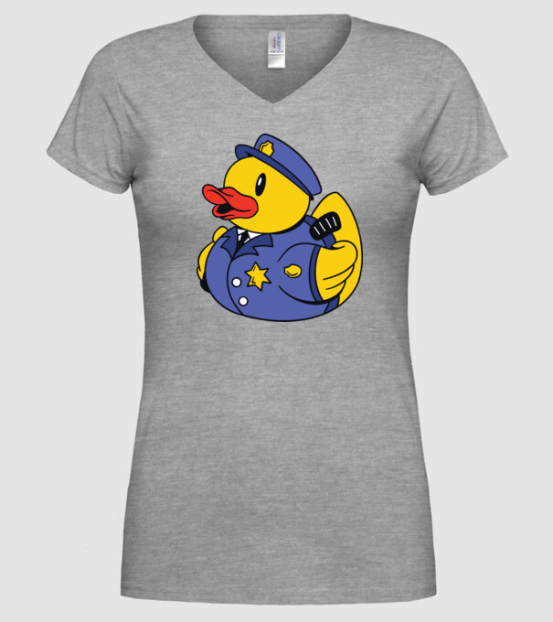 Rățușcă de cauciuc Polițist model gri pe tricou