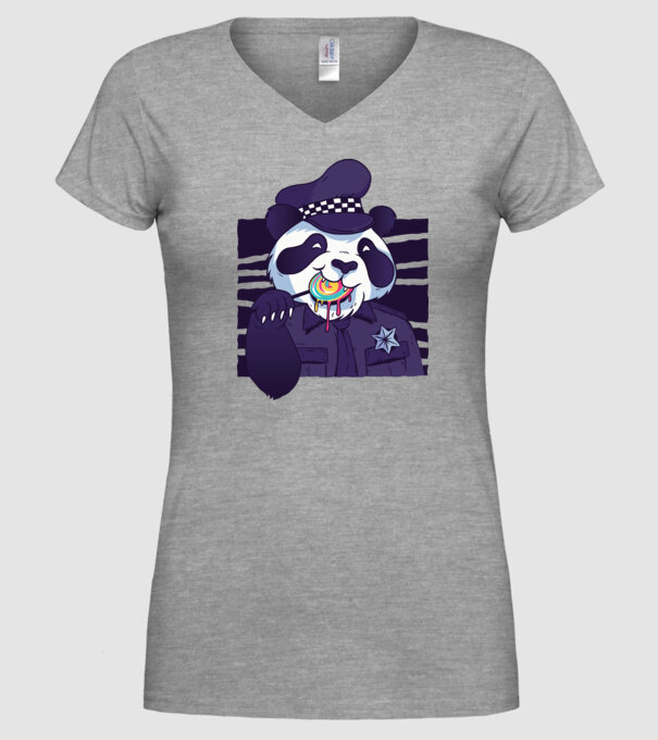 Panda polițist cu acadea model gri pe tricou