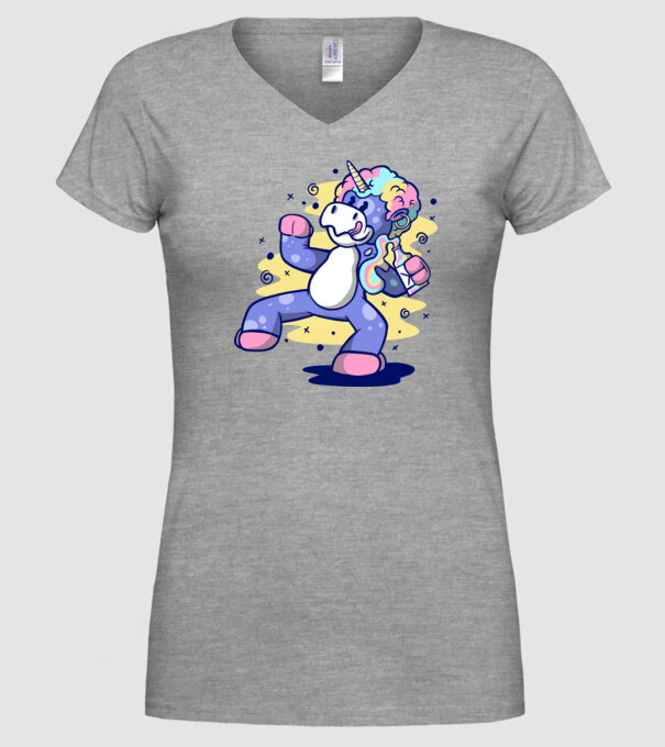 Unicorn beat model gri pe tricou