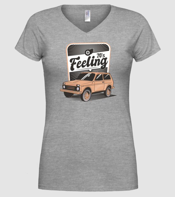 Mașină Retro anii 70 Lada Niva model gri pe tricou