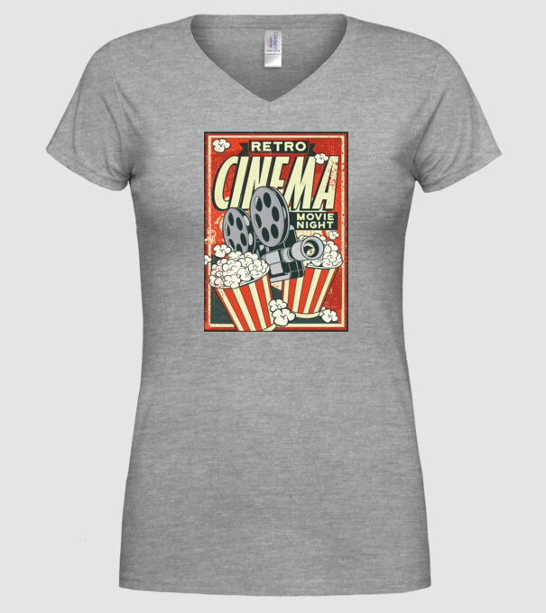 Afiș cinema retro model gri pe tricou