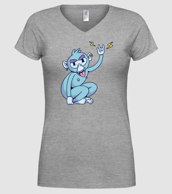 Maimuța Rocker model gri pe tricou