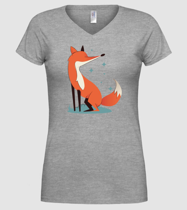 Vulpe model gri pe tricou
