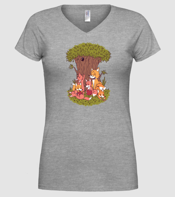 Familie Vulpe model gri pe tricou